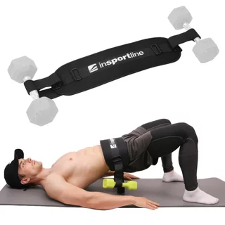Súlyzóöv csípőemelésekhez inSPORTline Hiptra, megerősített öv, csatos főszíj, hurok a fitneszkellékek felakasztásához