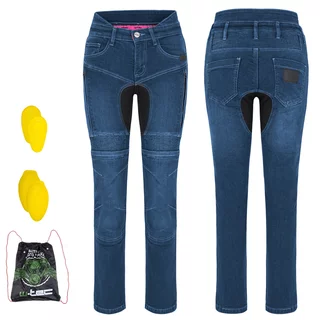 Női motoros farmer W-TEC Biterilla Eva Lady, övhurok, mosógépben mosható, kivehető térd- és csípőprotektorok, aramid megerősítés