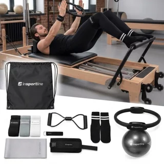 Pilates készlet inSPORTline Sinuata, rugalmasság javítása, csúszásgátló pilates zoknik, 3 ellenállási szintű gumiszalagok, strapabíró anyagok - fekete