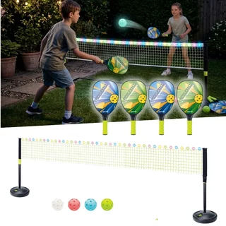Világító pickleball szett inSPORTline LRS400, tartós anyag, praktikus, világító műanyagból készült, 4 játékos számára, EN71 biztonsági tanúsítvány