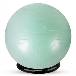 Gimnasztikai labda inSPORTline Stretch Ball 65 cm BallBase fixáló kerettel, csúszásmentes kivitel, piktogramok gyakorlatokkal - menta