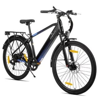 Elektromos túrakerékpár Joystar AMBRUM Matawak 26" 250 Wh, akár 65 km hatótávolság 155-175 cm, 7 sebességes Shimano váltó, elektromos rásegítési szint - fekete-kék