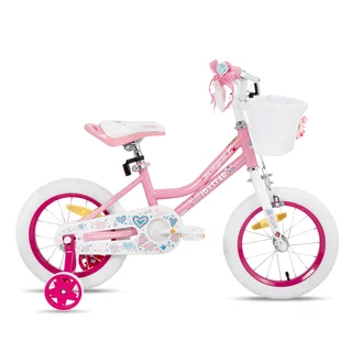 Gyermekkerékpár kosárral és segédkerekekkel Joystar Angel 14", 91-119 cm, stílusos kosár, strapabíró váz, hátsó kontrafék, leszerelhető segédkerekek