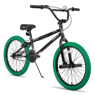 BMX kerékpár Joystar Brockway 24", széles gumiabroncsok, ergonomikus nyereg, BMX kormány, 24 x 2,125"-es gumiabroncsok - zöld-fekete