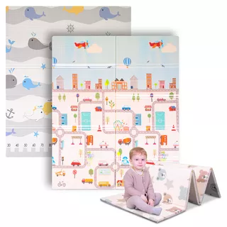 Összehajtható gyerek szőnyeg inSPORTline Michlino 180x160x1,2 cm - Aranyos bálnák