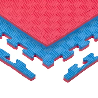 Puzzle tatami szőnyeg inSPORTline Sazegul 100x100x2 cm - pirosas-kék, 5 csíkos minta