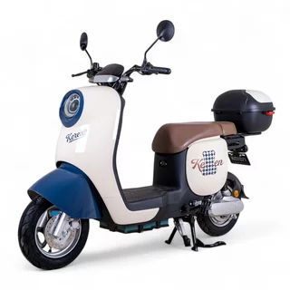 Elektromos robogó Keren Beike 10", ólomsavas akkumulátor, 25 km/h, IPX5 védettség, tároló, pedálok - barna-kék