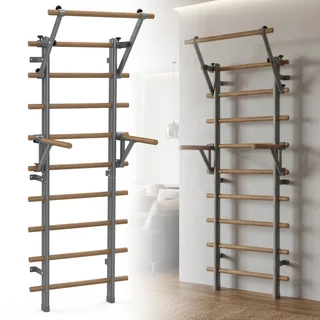 Bordásfal inSPORTline Wootaline 199x80 cm, húzódzkodóval és tolódzkodóval, szürke, falhoz rögzíthető, könnyű karbantartás, egyszerű összeszerelés