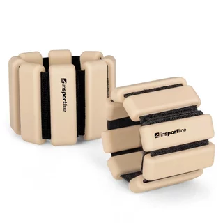 Fitness boka- és csuklósúlyok inSPORTline Brace 2x1,5 kg, hatékony edzéssegédeszköz, univerzális méret, rugalmas pánt, tépőzáras rögzítés - bézs