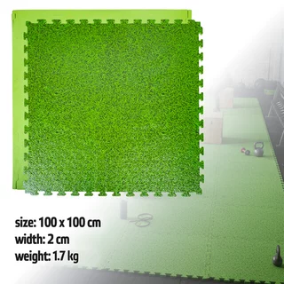 Puzzle tatami szőnyeg inSPORTline Zemalpro 100x100x2 cm, tartós anyag, csökkenti a zajt, könnyen mosható felület - gyep motívum