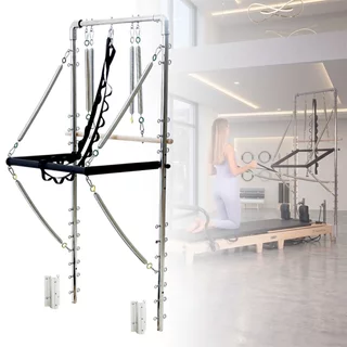 Pilates Reformer torony inSPORTline Driftaler, stabil szerkezet, 53 rögzítőszem, V-alakú fogantyú, négy hosszú és négy rövid prémium rugó