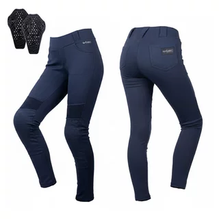 Női motoros leggings W-TEC Lukrecia Base Blue, elasztikus, testhezálló szabás, sztreccs panelek, magas derékrész