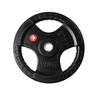 Gumírozott súlytárcsa inSPORTline Graton 20 kg 30 mm, praktikus fogantyúk az oldalain, hosszú élettartam, fokozott védelem a kopás ellen