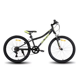 Junior hegyikerékpár Hiland Climber 24", 125-150 cm, sportnyereg, széles MTB-kormány, Shimano hátsó váltó, V-fékek, kettős falú alumínium felnik - fekete