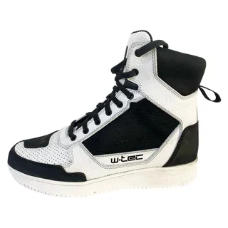Motoros csizma W-TEC Bastige, megerősítés a váltó területén, fűzős rögzítés, fém fűzőlyukak, kényelmes neoprén szegély - fekete-fehér