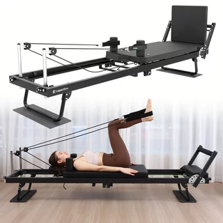 Reformer pilates inSPORTline Auraler, kettős ellenállási rendszer, összecsukható acélszerkezet, görgők a könnyű kezeléshez