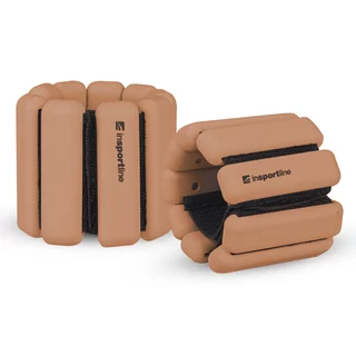 Fitness boka- és csuklósúlyok inSPORTline Brace 2x1,5 kg, hatékony edzéssegédeszköz, univerzális méret, rugalmas pánt, tépőzáras rögzítés - mokkahab