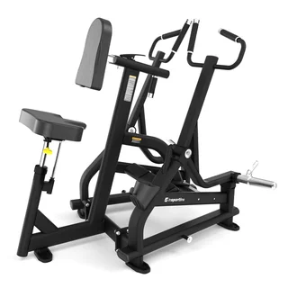 Evezőgép inSPORTline Velocer plate loaded, független karok a szimmetrikus izomfejlesztésért, ergonomikus, nagy sűrűségű párnázás, állítható ülés