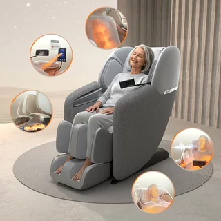 Masszázsfotel inSPORTline Modenico, kihúzható lábtartó, vezérlő LCDkijelzővel, 18 előre beállított program, Bluetooth hangszórók, Zero Gravity pozíció - szürke