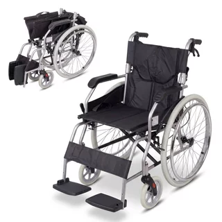 Könnyített mechanikus összecsukható kerekesszék inSPORTline Jakesully világos kerekekkel, 13 kg, akár 100 kg teherbírás, ergonomikusan párnázott ülés
