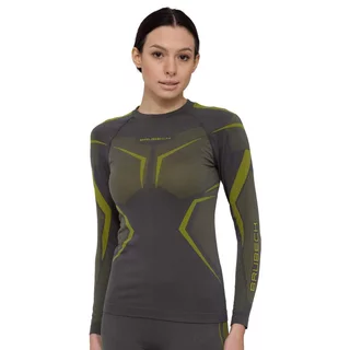 Női hosszú ujjú felső Brubeck Dry LS1736W, kétrétegű anyag, kiváló hőszabályozás, optimális izzadságelvezetés - Szürke/Lime