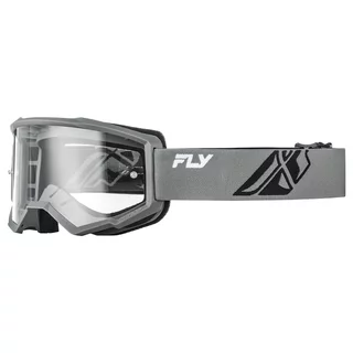 Gyerek motocross szemüveg Fly Racing Focus Youth, nagy tartósság és viselési kényelem, széles látómező, könnyen cserélhető plexi, kétrétegű hab - szürke/fekete, átlátszó plexi
