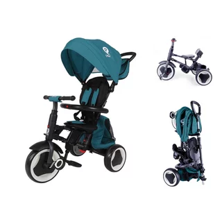 Gyerek tricikli vezetőrúddal QPlay Rito+, összecsukható vezetőrúd, fém váz, biztonságos fékrendszer, szabadonfutó rendszer