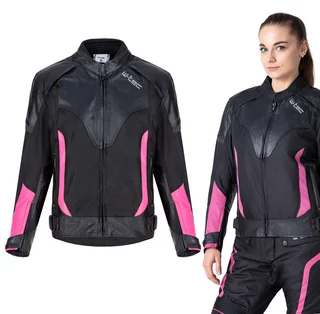 Női motoros dzseki W-TEC Durmana - fekete-rózsaszín