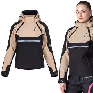 Női softshell motoros kabát W-TEC Annorack Lady, AirVent rendszer, Visionight fényvisszaverő elemek, szélálló softshell anyag, Air Mesh hálós bélés - fekete-homokszínű
