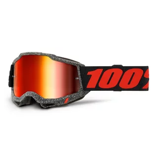 Motocross szemüveg 100% Accuri 2 Mirror, széles látószög, párásodásgátló bevonat, maximális védelem - Huaraki fekete, tükrös plexi