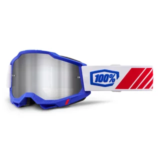 Motocross szemüveg 100% Accuri 2 Mirror, széles látószög, párásodásgátló bevonat, maximális védelem - Kolby kék, tükrös plexi