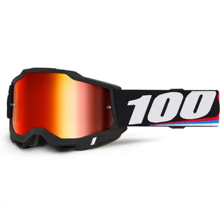 Motocross szemüveg 100% Accuri 2 Mirror, széles látószög, párásodásgátló bevonat, maximális védelem - Magnus fekete, piros plexi