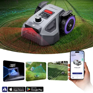 Robotfűnyíró Anthbot M5 LiDAR (500 m²), emelkedés észlelése, automatikus esőérzékelés, Dual Vision – vizuális navigáció, 360°-os LiDAR szkenner