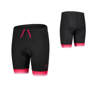 Gyermek kerékpáros nadrág Etape Junior 2.0, sportos szabás, kényelmes SOFT kerékpáros betét, Fibra Pro™ anyag, kompressziós funkcionális anyag - fekete / rózsaszín