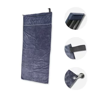 Fitness törölköző inSPORTline Benchbuddy 120x50 cm, táska, cipzáras zseb, felerősíthető padra/székre