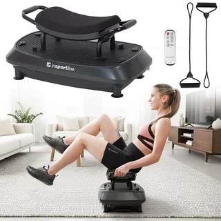 Vibrációs platform inSPORTline Duonique, 30 sebesség, 6 program, enyhén ívelt felület, csúszásmentes edzésfelület, LED kijelző és távirányító