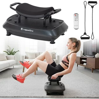 Vibrációs platform inSPORTline Duonique, 30 sebesség, 6 program, enyhén ívelt felület, csúszásmentes edzésfelület, LED kijelző és távirányító