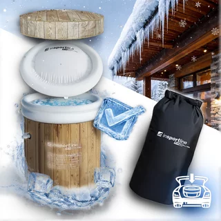 Hordozható edzőkád inSPORTline FrostZen Pro II WDL, tartós dupla héj, felső felfújható perem, 6 támasztóláb, 5 réteg szigetelés