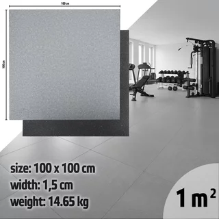 Súlyzószőnyeg inSPORTline Luxteko Flat 100x100x1,5 cm, védi a padlót a sérülésektől, vízálló, könnyű karbantartás - márvány