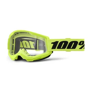 Gyerek motocross szemüveg 100% Strata 2 Youth - neon sárga, átlátszó plexi