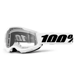 Gyerek motocross szemüveg 100% Strata 2 Youth - fehér, átlátszó plexi