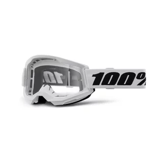 Motocross szemüveg 100% Strata 2 New - White fehér, átlátszó plexi