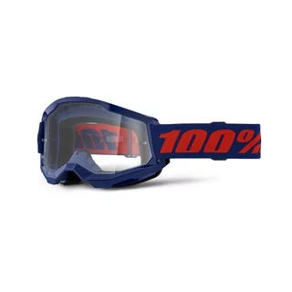 Motocross szemüveg 100% Strata 2 New - Blue-Red kék-piros, átlátszó plexi