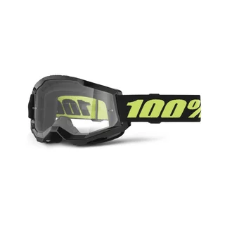 Motocross szemüveg 100% Strata 2 New - Solar fekete, átlátszó plexi