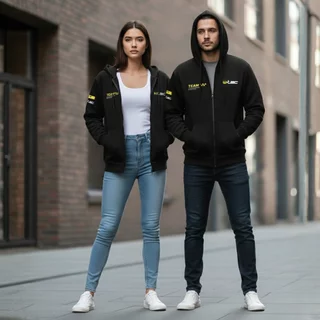 Pulóver W-TEC Signature, 2 hasi zseb, pánt a felakasztáshoz, W-TEC logó, laza szabás, húzózsinórral ellátott kapucni - fekete