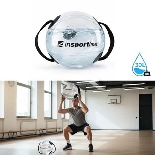 Vízzel tölthető súlylabda inSPORTline Flowball 40 cm / max. 30 kg, alkalmas beltéri és kültéri edzésre, praktikus pántok