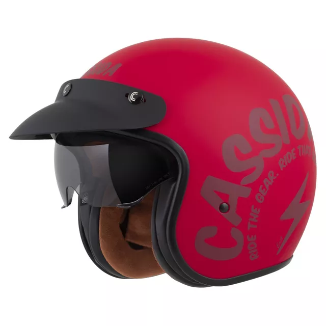Motoros bukósisak Cassida Oxygen Gear 2.0 matt piros/sötétpiros, exkluzív grafika, teljesen kivehető és mosható bélés, polikarbonát héj, napellenző