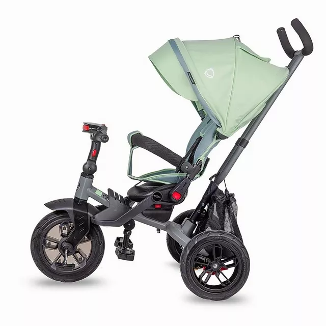 Gyerek tricikli toló rúddal Coccolle Pianti, EVA kerekek, forgatható ülés, fém váz, 2 féle lábtartó, biztonságos fékrendszer - Valódi Kék