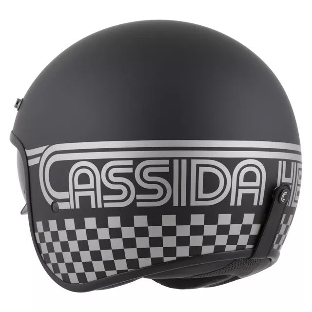 Motoros sisak Cassida Oxygen Rondo 2.0 matt fekete/ezüst, polikarbonát héj, EPS polisztirol belső mag, napellenző, gumiborítású héj