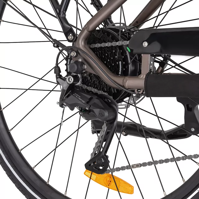 Városi elektromos kerékpár inSPORTline ISL Eclion 648 Wh 28" - 2026, 150 km-es hatótávolság, első és hátsó lámpák, Bafang H405 hátsó motor - Napsugár Sárga